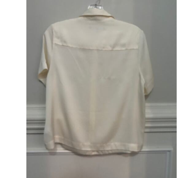 Quince Silk Blouse Button Down Short Sleeve Small Office Professional NEW - Picture 2 of 4